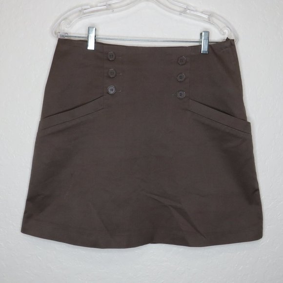 H&M* Women's Fully Lined Half Side Zip Front Pockets A-Line Tan Skirt~ Size 10 - Picture 1 of 8
